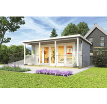 Modernes Gartenhaus mit Terrasse und Glasdoppeltür