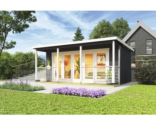 Modernes Gartenhaus mit Terrasse im Außenbereich