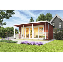 Modernes Gartenhaus mit Terrasse und Schiebetüren