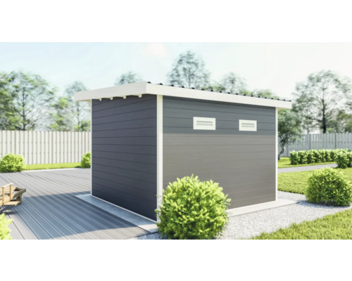 Gartenhaus aus Holz mit Flachdach und Belüftung