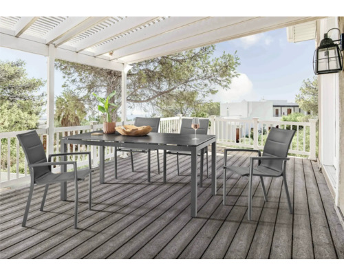 Gartenmöbelset Destiny Costa Cremona 4-Sitzer 5 tlg. anthrazit aus Aluminium Glas Keramik Kunststoff, stapelbar Gartenmöbelset Destiny Costa Cremona 4-Sitzer 5 tlg. anthrazit aus Aluminium Glas Keramik Kunststoff, stapelbar