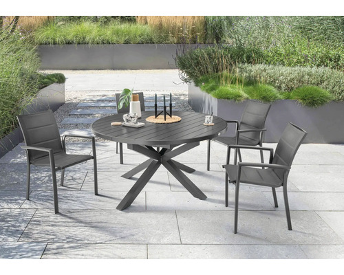 Gartenmöbelset Destiny Costa Arona 4-Sitzer 5 tlg. anthrazit aus Aluminium Kunststoff, Ausziehfunktion, stapelbar Gartenmöbelset Destiny Costa Arona 4-Sitzer 5 tlg. anthrazit aus Aluminium Kunststoff, Ausziehfunktion, stapelbar