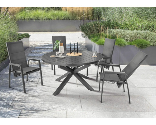Gartenmöbelset Destiny Costa Arona 4-Sitzer 5 tlg. anthrazit Aluminium Kunststoff, Ausziehfunktion, stapelbar, Rückenlehne verstellbar Gartenmöbelset Destiny Costa Arona 4-Sitzer 5 tlg. anthrazit Aluminium Kunststoff, Ausziehfunktion, stapelbar, Rückenlehne verstellbar