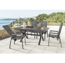 Gartenmöbelset Destiny Costa Garda 4-Sitzer 5 tlg. anthrazit, Aluminium + Textilene + Keramik, ausziehbar, stapelbar, Rückenlehne verstellbar
