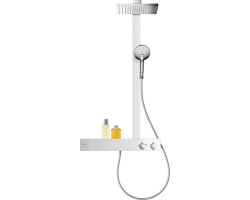 Duschsystem mit Kopfbrause, Handbrause und Ablage