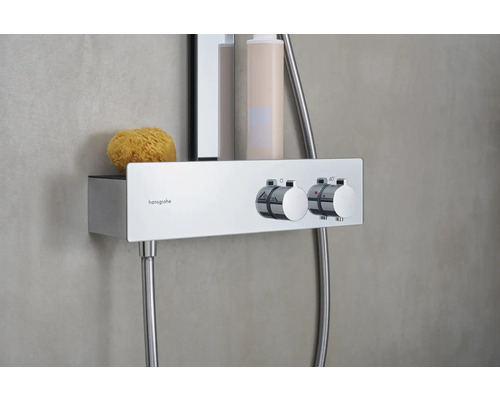 Hansgrohe Duscharmatur mit Ablage und zwei Drehreglern
