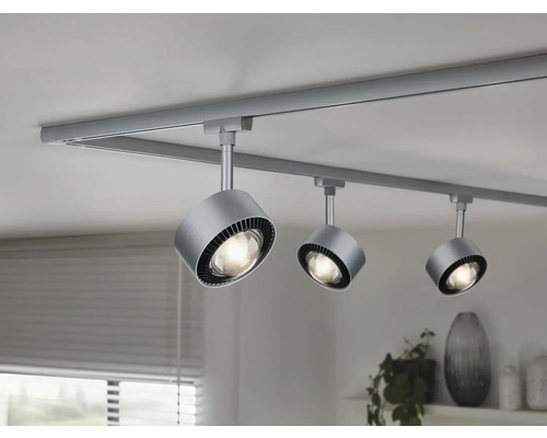 Paulmann URail Spot 8W 500 lm 2700- 6500 K White Switch Aldan chrom/matt230V Deckenschiene mit drei Strahlern im Innenraum
