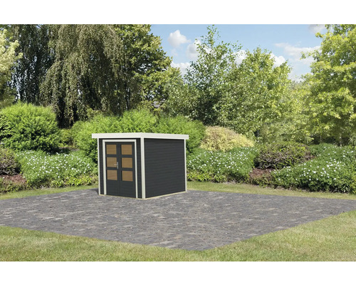 Gartenschuppen aus Holz mit Doppeltür im Garten