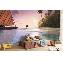 Fototapete mit Strand-, Palmen- und Bootsmotiv für eine stimmungsvolle Raumgestaltung