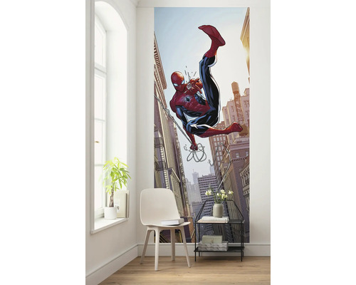 Dekorative Fototapete mit Spiderman-Motiv in einem Zimmer