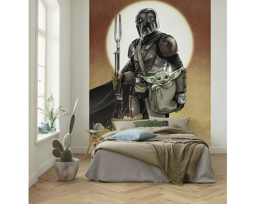 Schlafzimmer mit Wandbild von The Mandalorian und Grogu