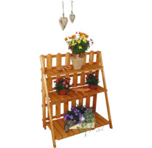 Holz Pflanzenregal mit drei Ebenen und Blumen