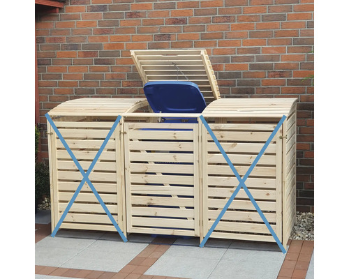 Mülltonnenbox aus Holz für drei Mülltonnen