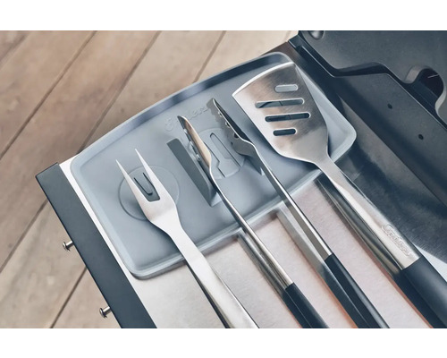 Edelstahl Grillbesteck Set mit Grillgabel, Grillzange und Grillwender im Schubladeneinsatz