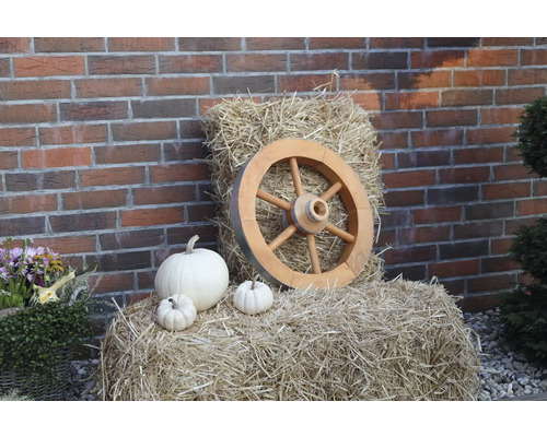 Wagenrad klein aus Holz Ø 50 cm H 14,5 cm honigfarben
