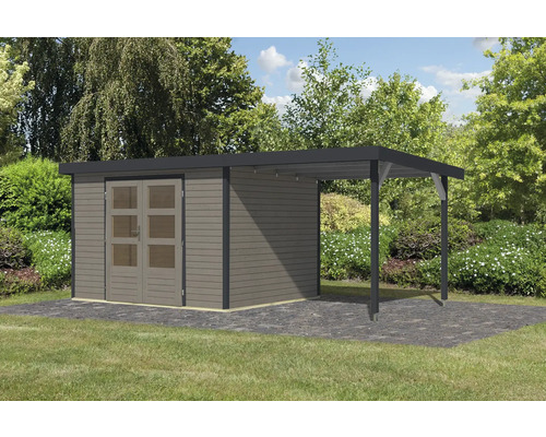 Gartenhaus mit Carport aus Holz