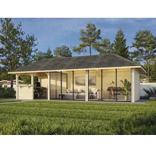 Gartenhaus mit Terrasse, Sitzbereich und Arbeitsbereich