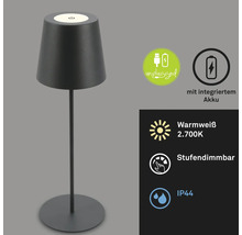 Akkubetriebene Tischleuchte mit Dimmfunktion und warmweissem Licht