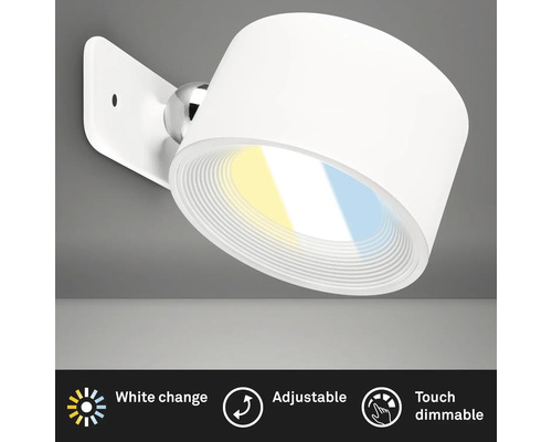 Weiße, dimmbare Wandleuchte mit verstellbarem Licht