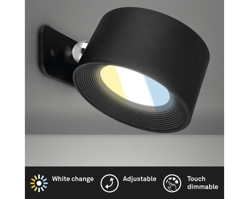 Schwarze Wandleuchte mit verstellbarem Licht und Dimmfunktion