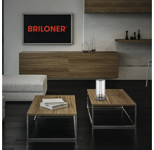 Wohnzimmer mit Couchtisch und Briloner Tischleuchte