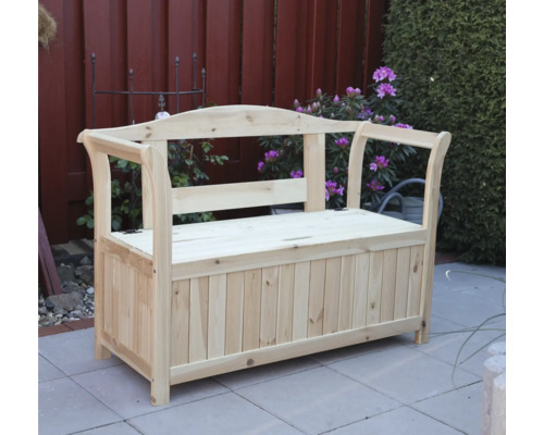 Holzbank mit Stauraum für den Außenbereich