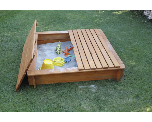 Sandkasten Tessa 120 mit Vollabdeckung Holz 120 x 120 x 24 cm braun