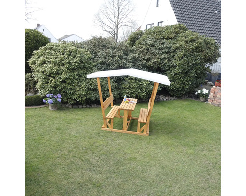 Holz Kindersitzgruppe mit Überdachung im Garten