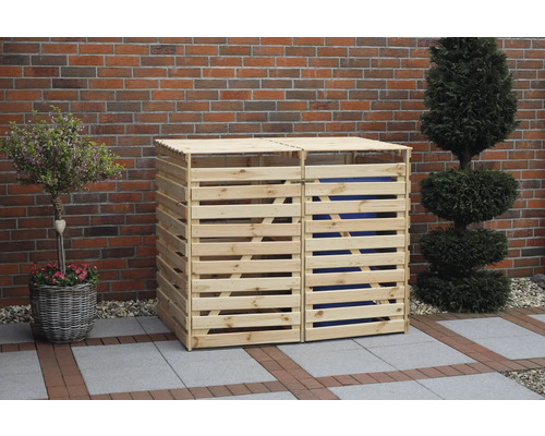Mülltonnenbox promadino Vario V für 2 Tonnen 148 x 92 x 122 cm natur