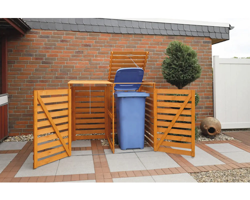 Mülltonnenbox promadino Vario V für 2 Tonnen 148 x 92 x 122 cm braun