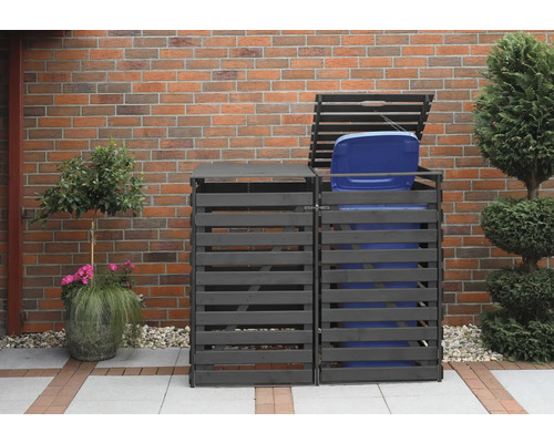 Mülltonnenbox promadino Vario V für 2 Tonnen 148 x 92 x 122 cm anthrazit