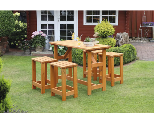 Barset Promadino 4 -Sitzer Tisch, 4 Hocker Holz, honigfarben