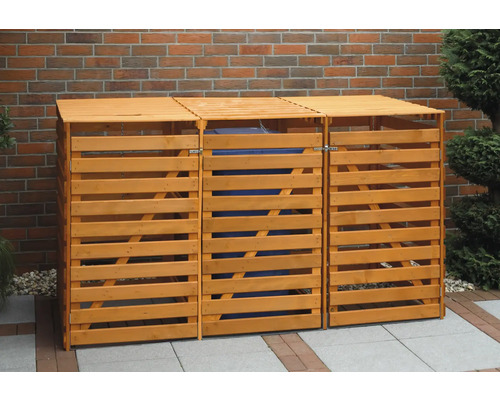 Mülltonnenbox promadino Vario V für 3 Tonnen 219 x 92 x 122 cm braun