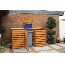 Mülltonnenbox aus Holz für drei Mülltonnen im Garten