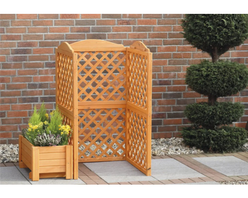 Mülltonnenbox promadino Rex für 1 Tonne inkl. Pflanzkasten 131 x 79 x 127 cm braun Holz Mülltonnenbox mit Pflanzkasten und Gitter