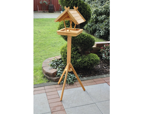 Vogelfutterhaus promadino Rhön inkl. Ständer 57 x 57 x 141 cm braun Vogelhaus auf Ständer im Garten