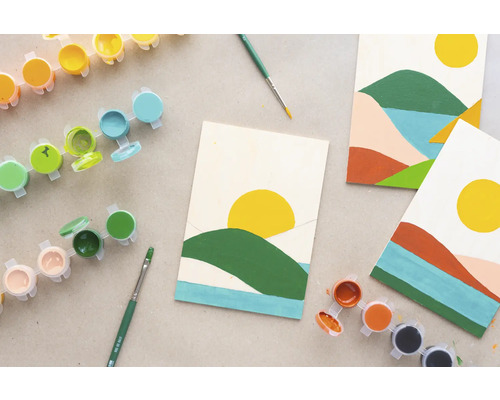 Farbe nach Zahlen Set mit Pinsel und Farben zum Malen von Landschaftsbildern