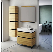 Hängehochschrank mit 4 Türen und 3 Schubladen Devo Viva 2.0 links BxHxT 40x170x26 cm natural hickory