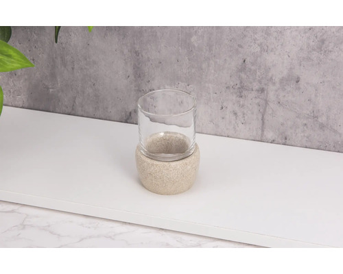 Klarglas Teelichthalter mit Steinsockel