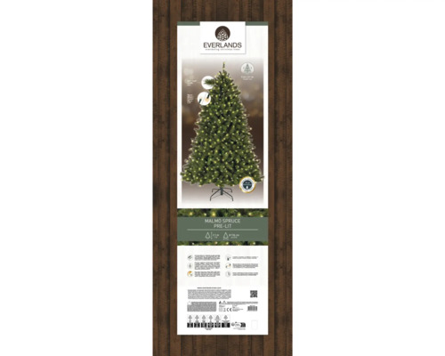 Everlands Malmö Tanne beleuchtet, künstlicher Weihnachtsbaum auf Verpackung