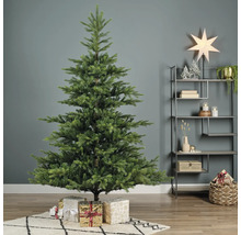 Geschmückter Weihnachtsbaum mit Geschenken auf einem Teppich