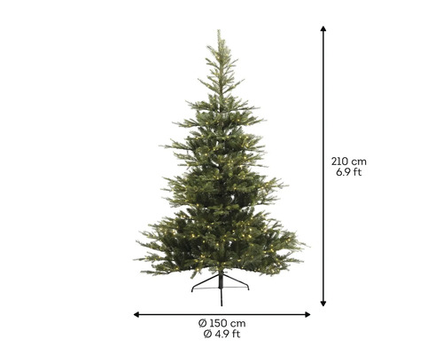 Künstlicher Weihnachtsbaum, 210 cm hoch, mit Beleuchtung
