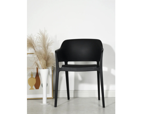 Schwarzer Armlehnstuhl aus Kunststoff