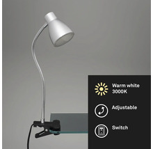 Klemmleuchte mit warmweissem Licht, flexibel verstellbar und mit Schalter