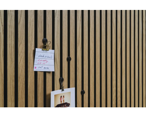 Sonava Function Bilderhaken Kunststoff schwarz Pack = 4 Stück Wandpaneel aus Holz mit Notizen und Foto