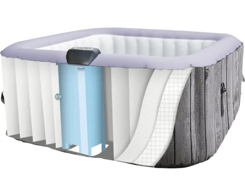 Aufgeschnittener aufblasbarer Whirlpool zur Darstellung der einzelnen Schichten