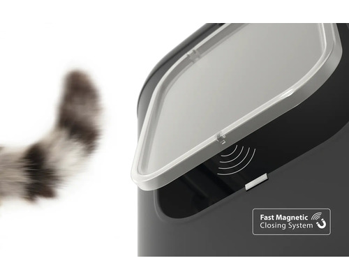 Katzenklo mit schnellem magnetischem Schließsystem und Katzenschwanz