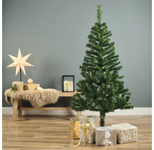 Dekoratives Arrangement mit unechtem Weihnachtsbaum und Geschenken