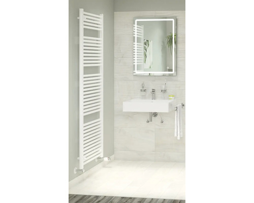 Rotheigner Badheizkörper CLASSIC 1810x600 mm weiß Badezimmer mit Handtuchwärmer, Waschbecken und Spiegel