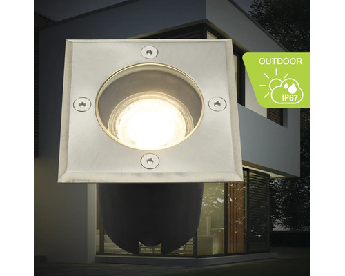 Quadratische Bodeneinbauleuchte aus Metall mit Schutzart IP67